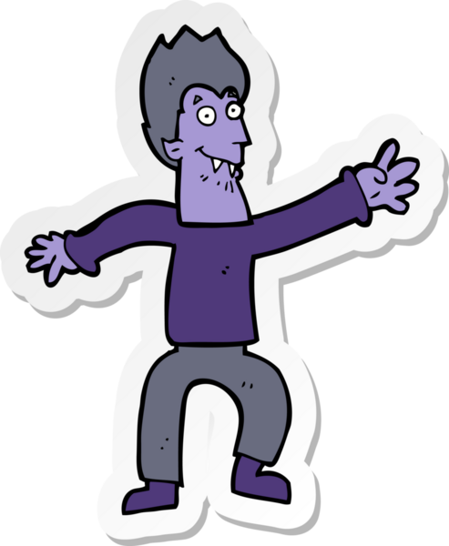 Bir insan tarafından çizilmiş bir vampirin çıkartması.