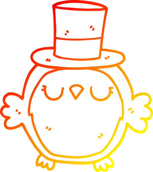 Bir insan tarafından çizilmiş silindir şapkalı bir baykuş çizimi.