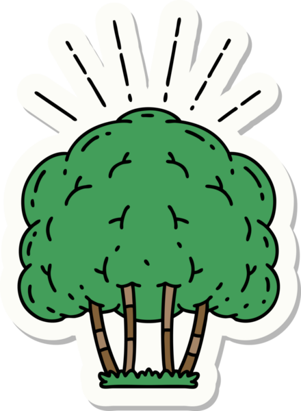 Bir insan tarafından çizilmiş dövme stili bir ağacın çıkartması.