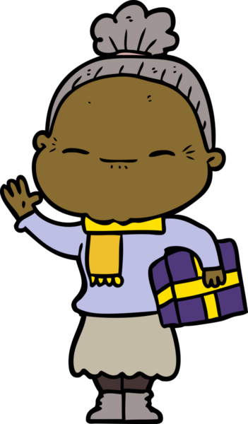 Bir insan tarafından çizilmiş barışçıl yaşlı bir kadın.