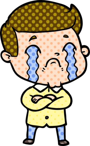 Bir insan tarafından çizilmiş ağlayan çizgi film adamı.