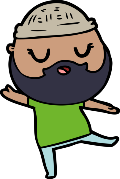 Bir insan tarafından çizilmiş sakallı sevimli bir çizgi film adamı.