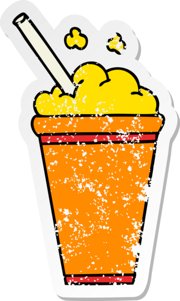 Bir insan tarafından çizilmiş garip bir el çıkartması, buzlu içecek.