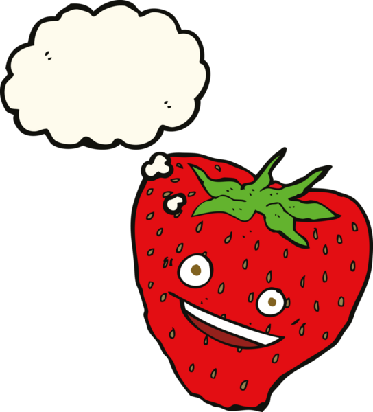 Bir insan tarafından çizilmiş düşünce baloncuklu karikatür çileği