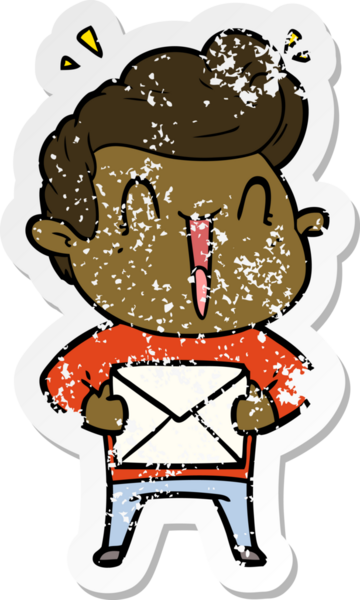 Bir insan tarafından çizilmiş heyecanlı bir karikatür çıkartması.