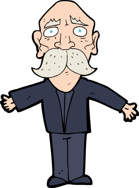 Bir insan tarafından çizilmiş yaşlı bir adam hayal kırıklığına uğradı.