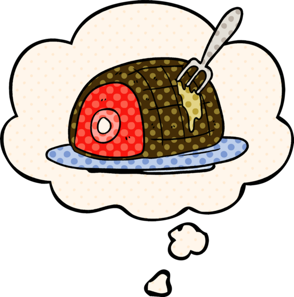 Bir insan tarafından çizilmiş, düşünce baloncuğuyla pişirilmiş karikatür.