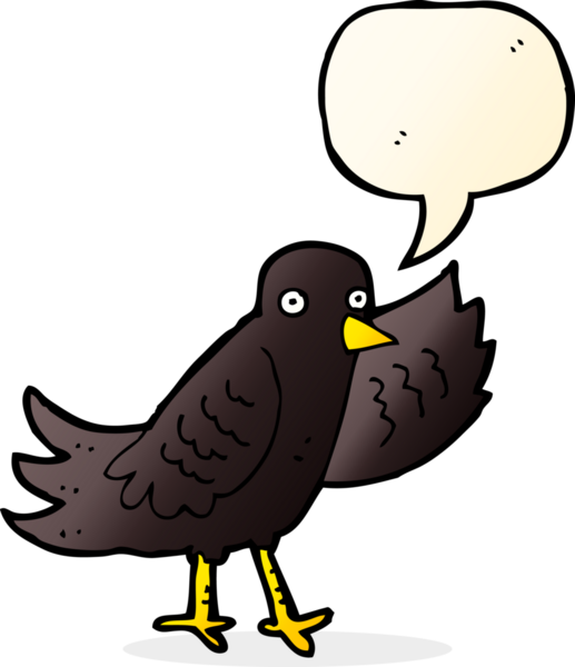 bir insan tarafından çizilmiş konuşma baloncuklu bir çizgi film kuşu.