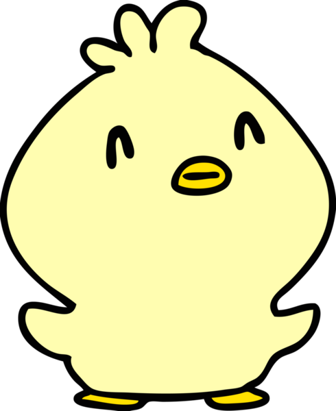 Bir insan tarafından çizilmiş mutlu bir civciv karikatürü