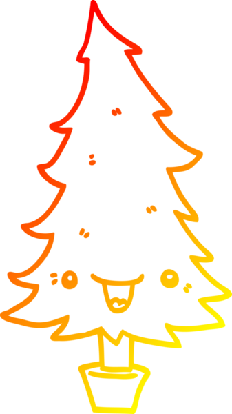 Bir insan tarafından çizilmiş şirin bir Noel ağacının sıcak gradyan çizimi