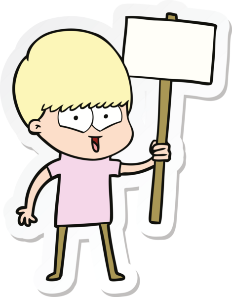 Bir insan tarafından çizilmiş mutlu bir çocuğun çıkartması.