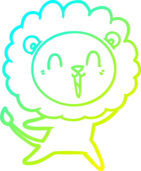 Bir insan tarafından çizilmiş gülen aslan karikatürü.