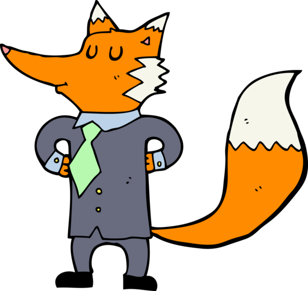 bir insan tarafından çizilmiş tilki iş adamı çizgi filmi