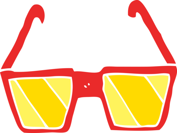 Bir insan tarafından çizilmiş düz renk çizgi film gözlükleri