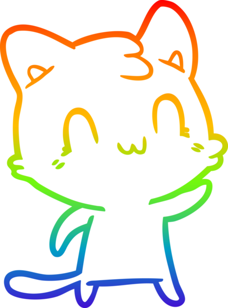 gökkuşağı gradyan çizgi çizimi Bir insan tarafından çizilmiş mutlu kedi