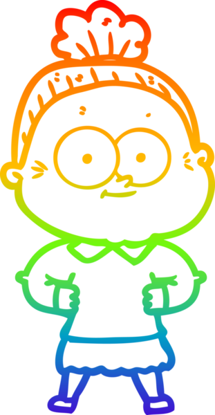 Gökkuşağı gradyan çizgi çizimi Bir insan tarafından çizilmiş mutlu yaşlı kadın