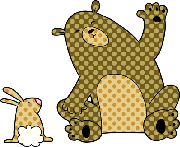 Bir insan tarafından çizilmiş ayı ve tavşan arkadaşları.