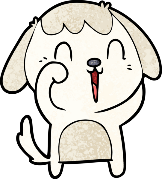 Bir insan tarafından çizilmiş şirin bir çizgi film köpeği.