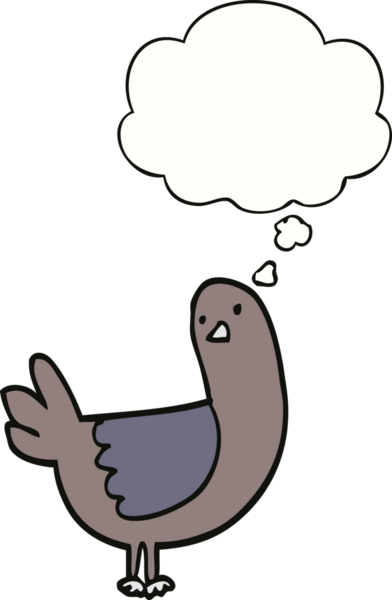 Bir insan tarafından çizilmiş düşünce baloncuklu güvercin.