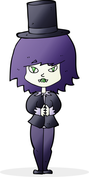 Bir insan tarafından çizilmiş cadılar bayramı vampir kızı çizgi filmi.