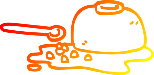 Bir çizgi filmin sıcak gradyan çizimi bir insan tarafından çizilmiş gevrek kasesi.