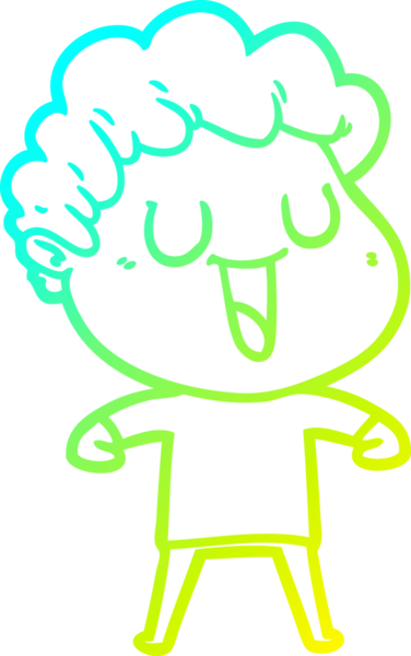 Bir insan tarafından çizilmiş gülen bir çizgi film karakterinin soğuk gradyan çizgisi.