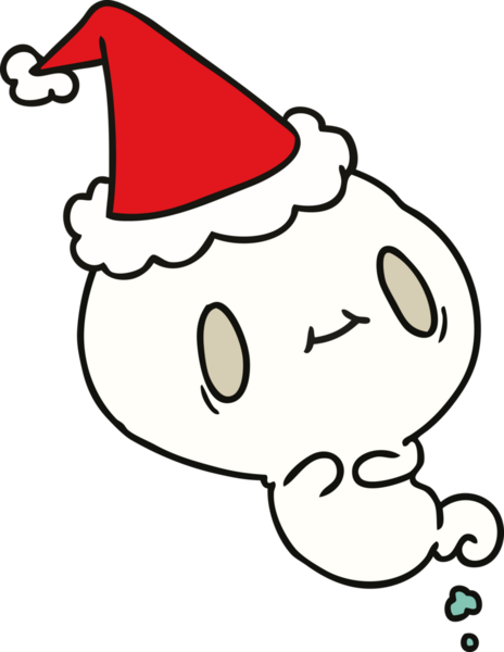 Bir insan tarafından çizilmiş Kawai hayaletinin Noel karikatürü.