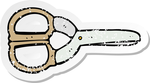 İnsan tarafından çizilmiş bir makasın gerilmiş retro yapıştırması.