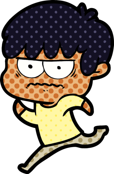 Bir insan tarafından çizilmiş sinirli çizgi film çocuğu.