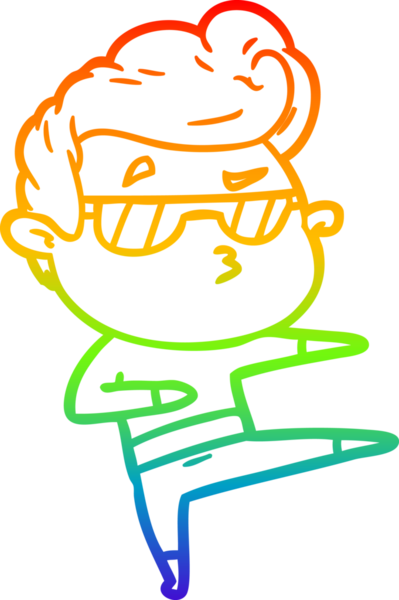 Gökkuşağı gradyan çizimi. Bir insan tarafından çizilmiş havalı bir adamın çizimi.