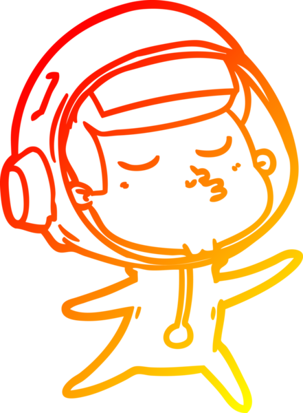 Bir insan tarafından çizilmiş kendinden emin bir astronotun sıcak çizgi çizimi