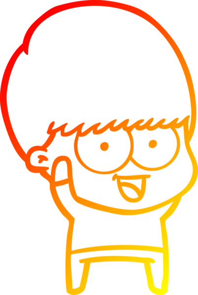 Bir insan tarafından çizilen mutlu çizgi film çocuğunun sıcak çizgi çizimi.