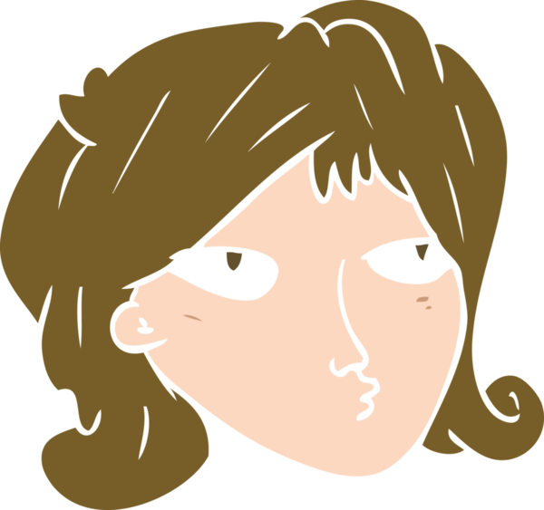 Bir insan tarafından çizilmiş düz renkli karikatür kadın