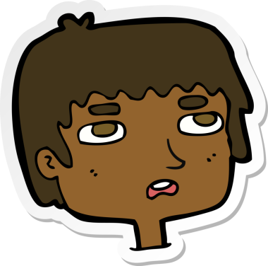 Bir insan tarafından çizilmiş mutsuz bir karikatür çıkartması.