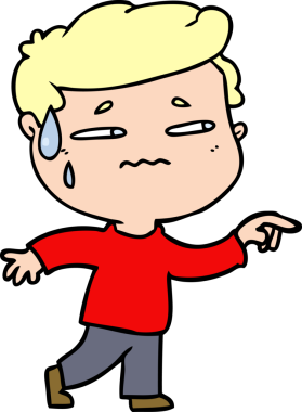 Çizgi filmdeki endişeli adam bir insan tarafından çizilmiş.