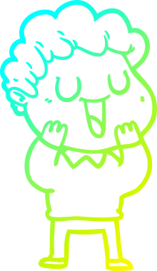 Bir insan tarafından çizilmiş gülen bir çizgi film karakterinin soğuk gradyan çizgisi.