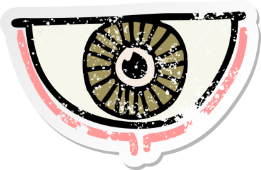 Bir insan tarafından çizilmiş karikatür göz sembolünün sıkıntılı çıkartması.