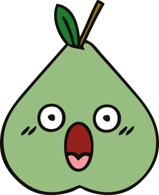 Bir insan tarafından çizilmiş yeşil armut karikatürü.