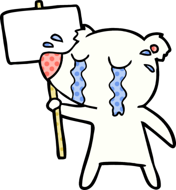 Bir insan tarafından çizilmiş üzgün küçük kutup ayısı çizgi filmi.