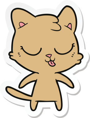 Bir insan tarafından çizilmiş şirin bir çizgi film kedisinin çıkartması.