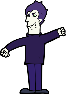 Bir insan tarafından çizilmiş vampir adam çizgi filmi.