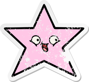 Bir insan tarafından çizilmiş sevimli bir yıldız balığının sıkıntılı çıkartması.