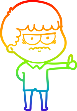 Gökkuşağı gradyan çizgi çizimi Bir insan tarafından çizilmiş rahatsız bir adam