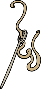 Bir insan tarafından çizilmiş karalama stili iğne ve iplik.