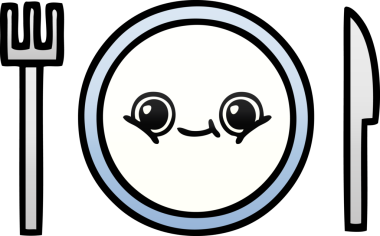 Bir insan tarafından çizilmiş yemek tabağının gölgeli çizgi filmi.