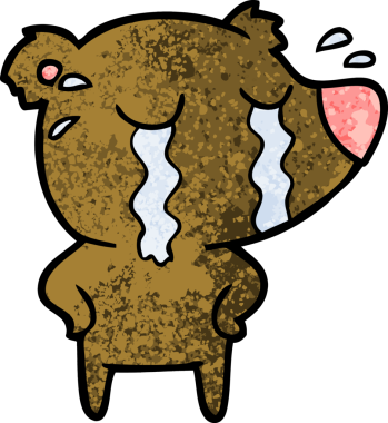 Bir insan tarafından çizilmiş ağlayan ayı karikatürü.