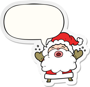 Çizgi film Noel Baba, bir insan tarafından çizilmiş konuşma balonu çıkartmasıyla hayal kırıklığı içinde bağırıyor.