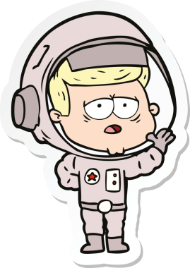 Bir insan tarafından çizilmiş yorgun bir astronotun çıkartması.