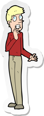 Bir insan tarafından çizilmiş endişeli bir karikatür çıkartması.