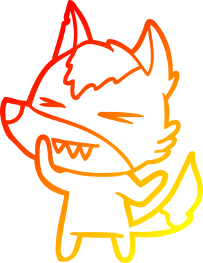 Bir insan tarafından çizilmiş kızgın bir kurt çizgi karakteri.